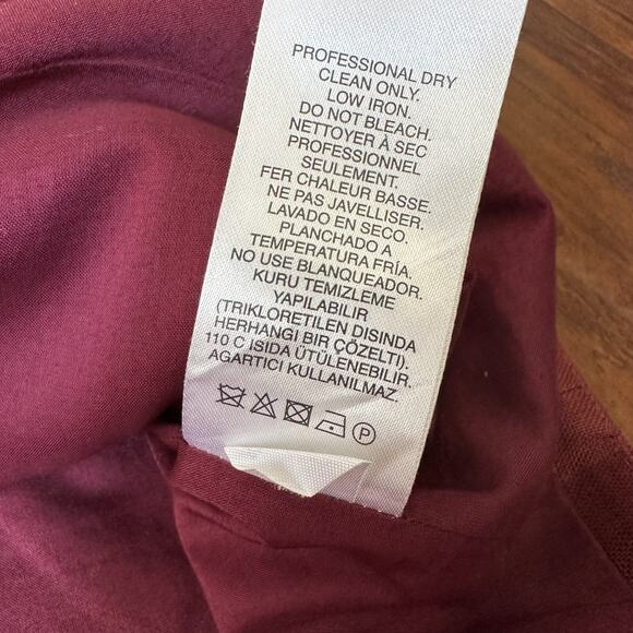 TIBI Fluid Suiting Mini Skirt Maroon Lined Lightweight Linen Preppy - Picture 8 of 9